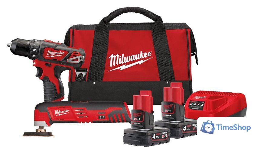  Milwaukee М12 ВPP2D-402B 4933441250 (шуруповерт, реноватор, 2 АКБ, сумка) - Изображение №1 — Интернет-магазин Time-Shop