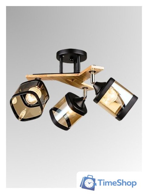 Люстра средней высоты Aitin Pro НПБ 02-3x60-101 N5292/3 (черный/дерево) - Изображение №2 — Интернет-магазин Time-Shop