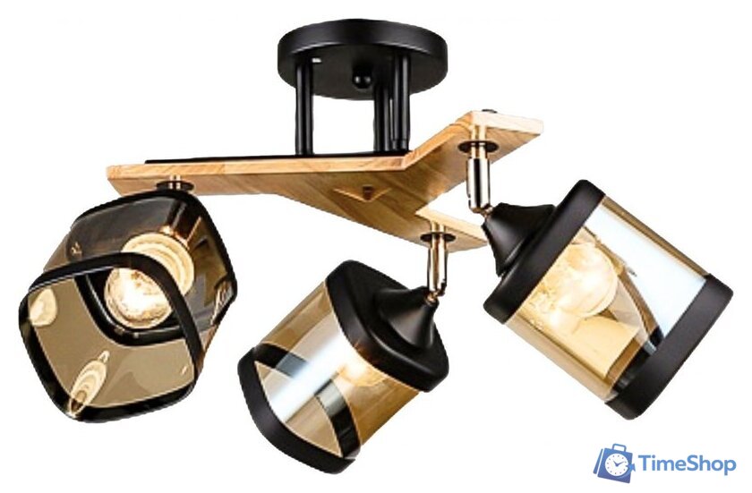 Люстра средней высоты Aitin Pro НПБ 02-3x60-101 N5292/3 (черный/дерево) - Изображение №1 — Интернет-магазин Time-Shop