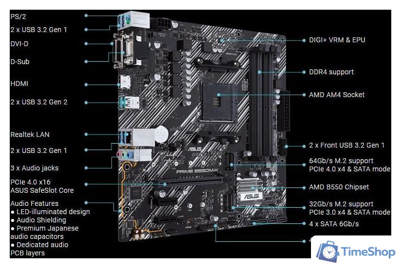 Материнская плата ASUS PRIME B550M-K - Изображение №5 — Интернет-магазин Time-Shop