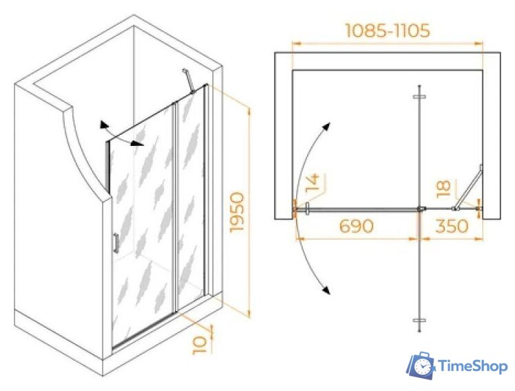 Душевая дверь RGW LE-004B 351200411-24 - Изображение №2 — Интернет-магазин Time-Shop