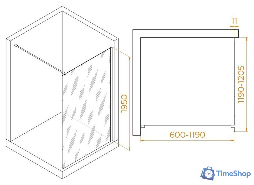 Душевая стенка RGW WA-002W 35100212-15 120 (белый/прозрачное стекло) - Изображение №2 — Интернет-магазин Time-Shop