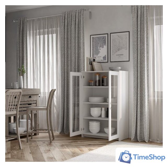 Тумба Mio Tesoro Сириус 2 двери со стеклом 78x123 2.02.03.390.1 (белый) - Изображение №4 — Интернет-магазин Time-Shop