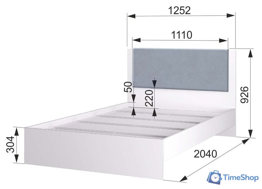 Кровать Аквилон Акцент №1200М (белое сияние/веллюкс 49) - Изображение №5 — Интернет-магазин Time-Shop