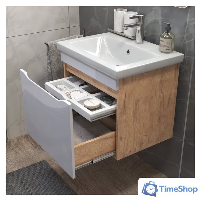  Vigo Тумба под умывальник Grani 600-0-1 Como навесная (дуб золотой) - Изображение №4 — Интернет-магазин Time-Shop