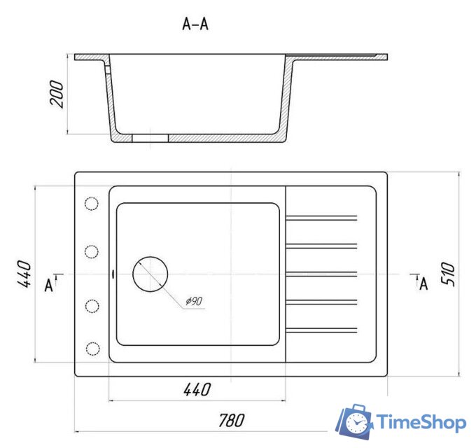 Кухонная мойка Wisent WB28-13 (с сифоном GER013) - Изображение №11 — Интернет-магазин Time-Shop