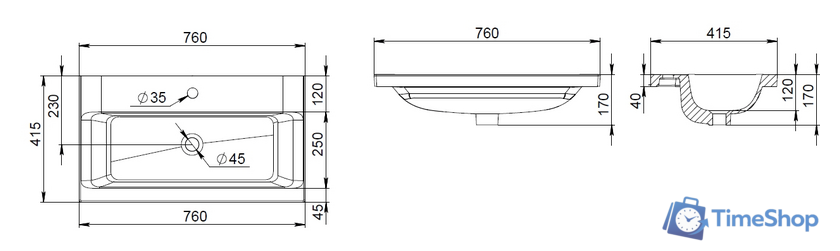 Умывальник AM.PM Gem M90WCC0752WG 76x41.5 - Изображение №5 — Интернет-магазин Time-Shop