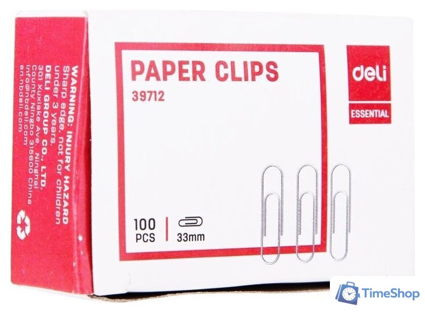Скрепки Deli 39712 (100 шт) - Изображение №2 — Интернет-магазин Time-Shop