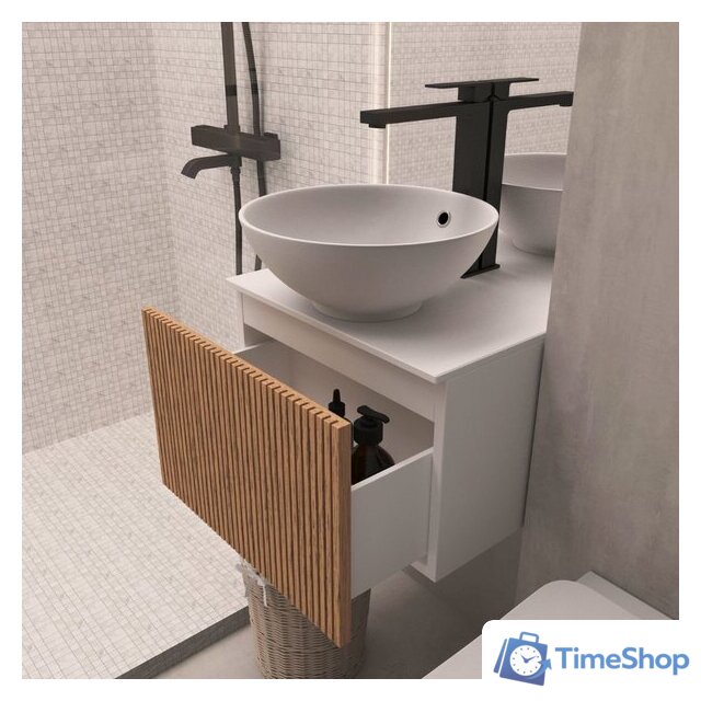  ЗОВ Тумба под умывальник Кито 50 K50LW0MRMC (белый/тростник) - Изображение №3 — Интернет-магазин Time-Shop