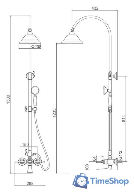 Душевая система  Gerhans K19020G - Изображение №3 — Интернет-магазин Time-Shop