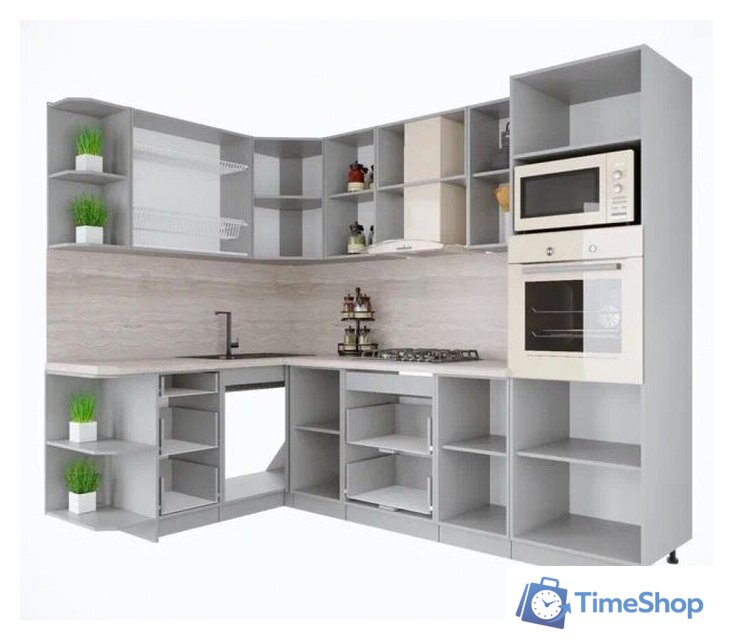 Готовая кухня Интерлиния Мила Крафт 1.68x2.6 левая (дуб английский) - Изображение №3 — Интернет-магазин Time-Shop