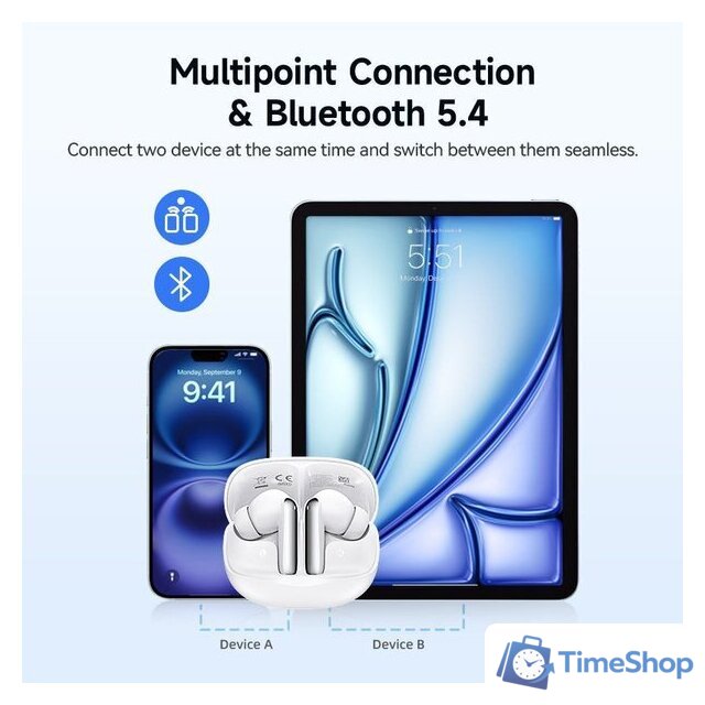 Наушники QCY MeloBuds N50 (белый) - Изображение №8 — Интернет-магазин Time-Shop