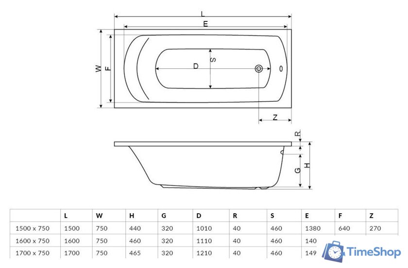Ванна Excellent Lamia 170x75 - Изображение №6 — Интернет-магазин Time-Shop