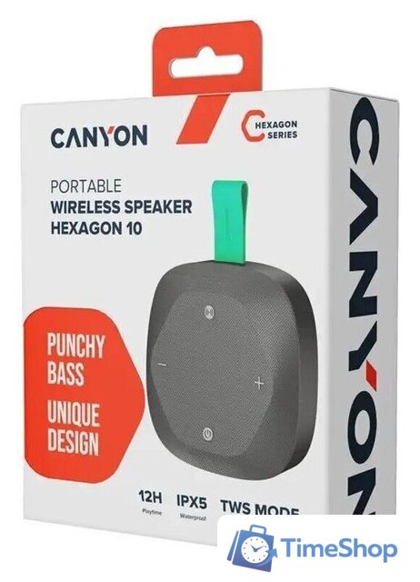 Беспроводная колонка Canyon Hexagon 10 (черный/зеленый) - Изображение №6 — Интернет-магазин Time-Shop