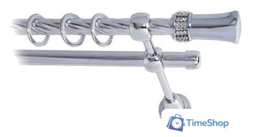 Карниз для штор Lm Decor Севилла (хром, витая, 2.4м 16мм, 2 ряда) - Изображение №1 — Интернет-магазин Time-Shop