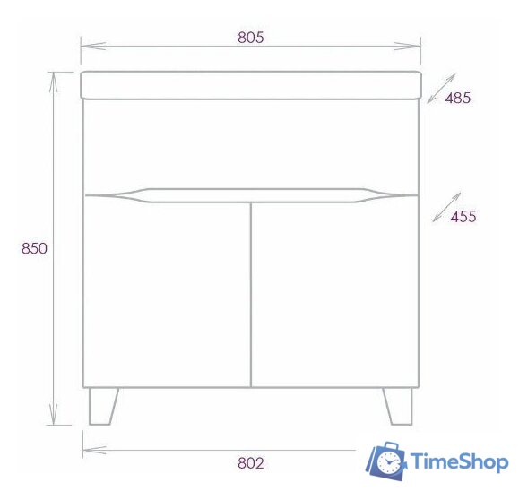  Onika Тумба под умывальник Стрим 80 (108059) - Изображение №7 — Интернет-магазин Time-Shop
