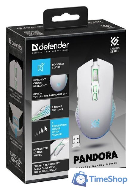 Игровая мышь Defender Pandora GM-502 (белый) - Изображение №3 — Интернет-магазин Time-Shop
