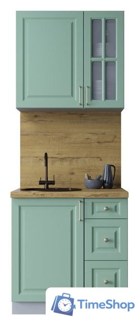 Готовая кухня Интерлиния Мила Шато 0.8А (мята/мята/дуб бунратти) - Изображение №1 — Интернет-магазин Time-Shop
