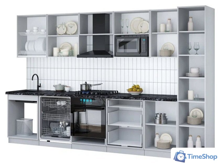 Готовая кухня Интерлиния Мила Gloss 3.3-ПМ2 (белый глянец/белый глянец/кастилло темный) - Изображение №3 — Интернет-магазин Time-Shop