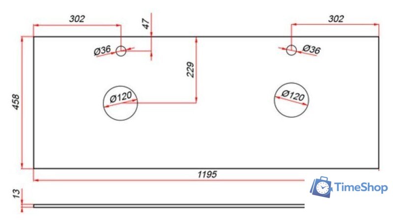  ЗОВ Столешница 13 CKP13W1195458 (белый) - Изображение №2 — Интернет-магазин Time-Shop
