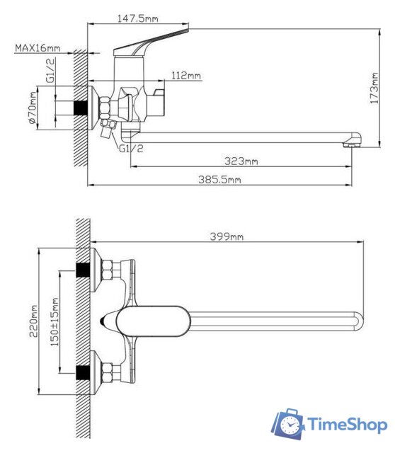 Смеситель Econoce D35 710 EC0711BL (черный) - Изображение №3 — Интернет-магазин Time-Shop