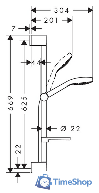 Душевой гарнитур  Hansgrohe Croma Select Е Vario 26586400 - Изображение №9 — Интернет-магазин Time-Shop
