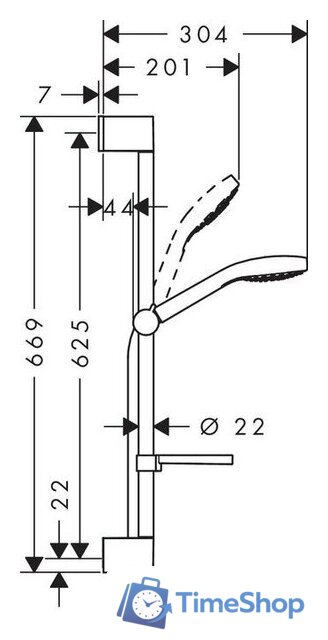 Душевой гарнитур  Hansgrohe Croma Select Е Vario 26586400 - Изображение №9 — Интернет-магазин Time-Shop