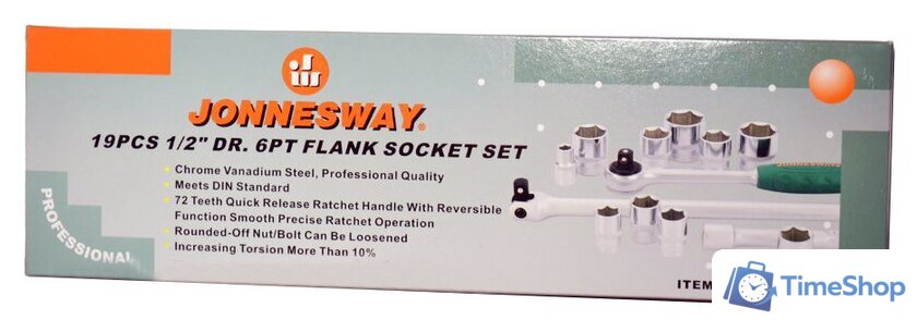 Набор трещотка с головками Jonnesway S04H419S 19 предметов - Изображение №4 — Интернет-магазин Time-Shop