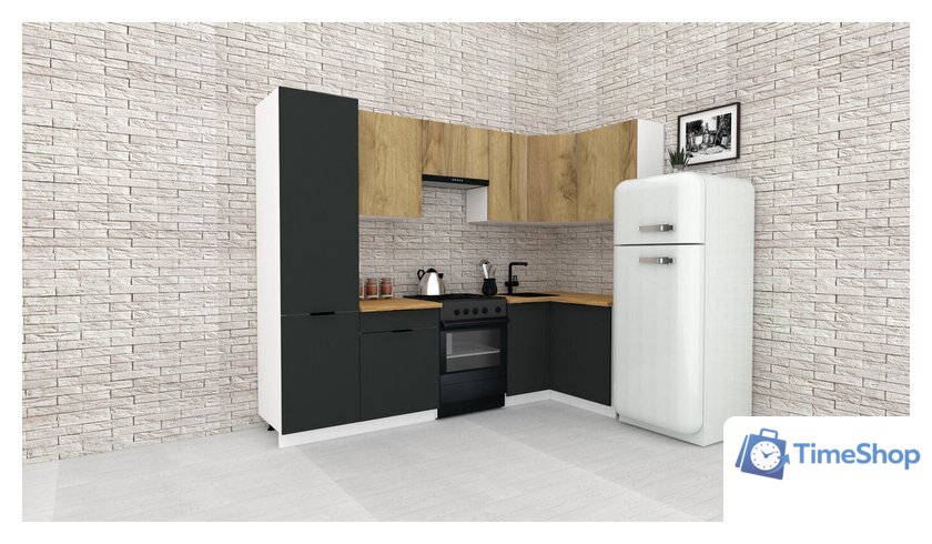 Готовая кухня ВерсоМебель Эко-2 1.2x2.7 правая (дуб крафт золотой/антрацит/ст.золотистый дуб) - Изображение №2 — Интернет-магазин Time-Shop