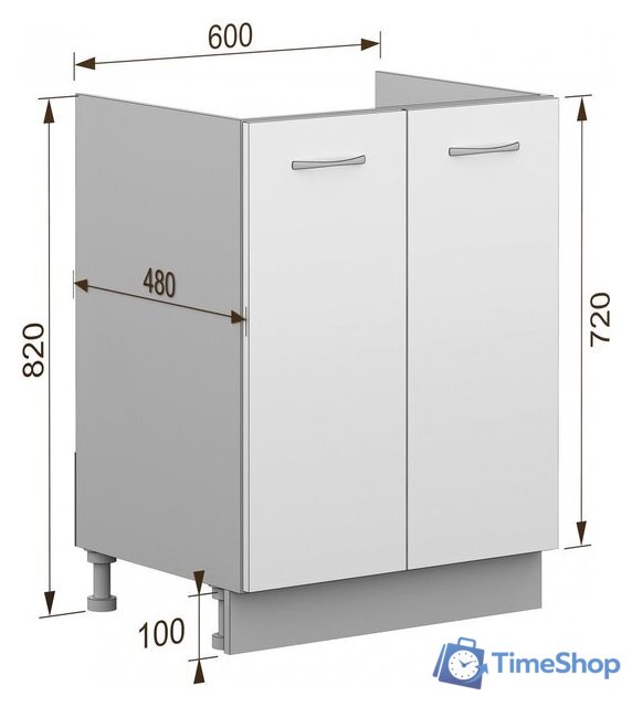 Шкаф напольный Кортекс-мебель Корнелия Лира НШ60м (антрацит) - Изображение №3 — Интернет-магазин Time-Shop