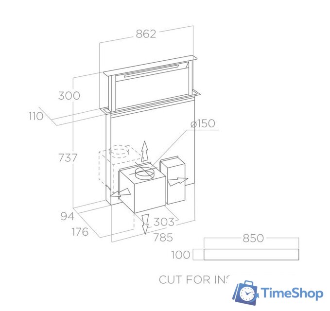 Кухонная вытяжка Elica Getup IX/A/90 PRF0161680 - Изображение №2 — Интернет-магазин Time-Shop