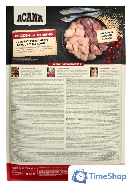 Сухой корм для кошек Acana Indoor Entree 4.5 кг - Изображение №2 — Интернет-магазин Time-Shop