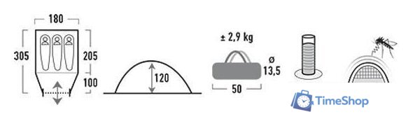 Треккинговая палатка High Peak Ontario 3 10171 (синий) - Изображение №8 — Интернет-магазин Time-Shop