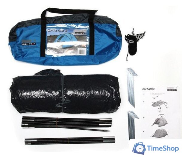 Треккинговая палатка High Peak Ontario 3 10171 (синий) - Изображение №7 — Интернет-магазин Time-Shop