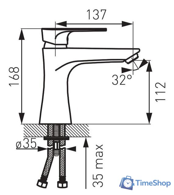 Смеситель Ferro Algeo Square BAQ2BLC - Изображение №2 — Интернет-магазин Time-Shop