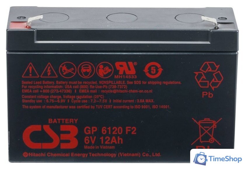 Аккумулятор для ИБП CSB Battery GP6120 (6В/12 А·ч) - Изображение №1 — Интернет-магазин Time-Shop