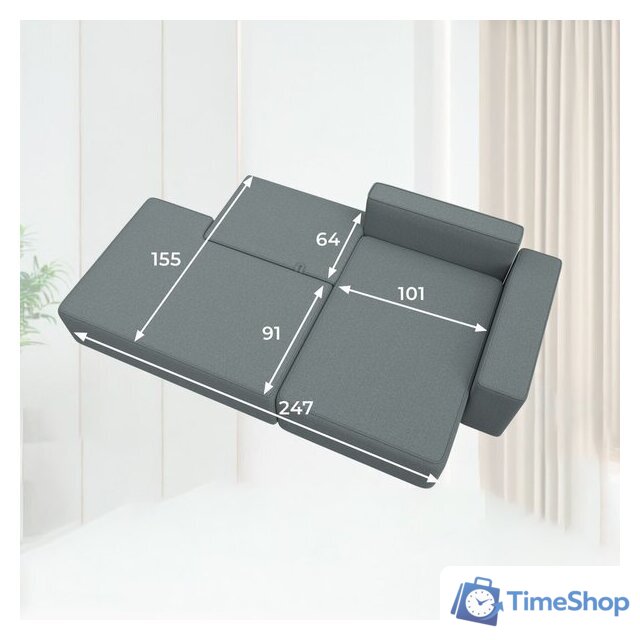 Угловой диван Лига диванов Лига-079 правый 129813 (рогожка амур 07 серый) - Изображение №12 — Интернет-магазин Time-Shop