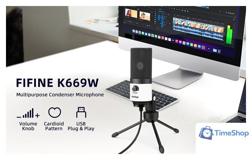 Проводной микрофон FIFINE K669 (белый) - Изображение №11 — Интернет-магазин Time-Shop