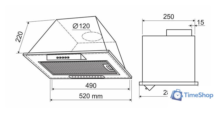 Кухонная вытяжка Holt HT-RH-010 50 (серебро) - Изображение №2 — Интернет-магазин Time-Shop