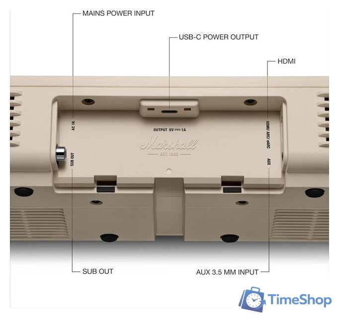 Саундбар Marshal Heston 60 (бежевый) - Изображение №2 — Интернет-магазин Time-Shop