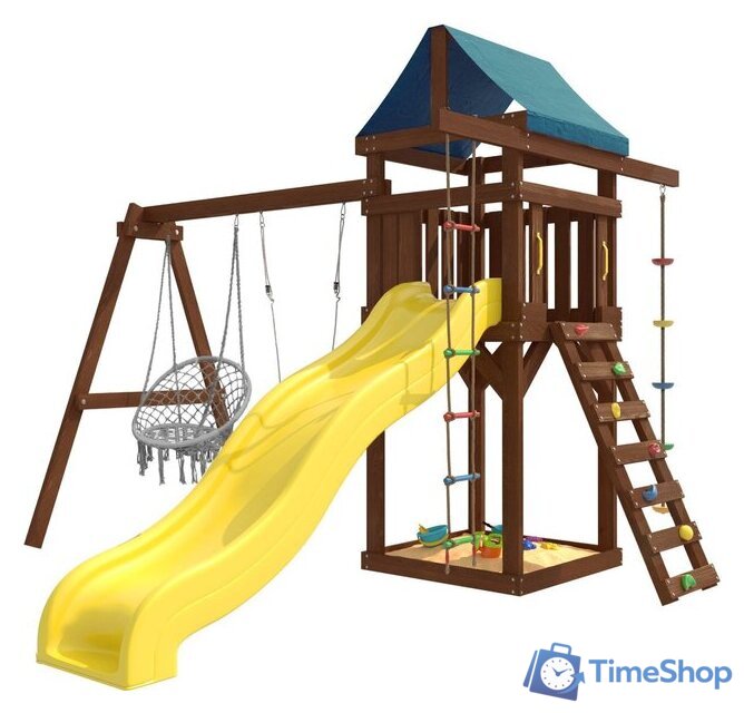 Игровой комплекс National Tree Company c качелями лодочка и подвесным плетеным креслом IgroWoods ДП-2 Premium - Изображение №2 — Интернет-магазин Time-Shop