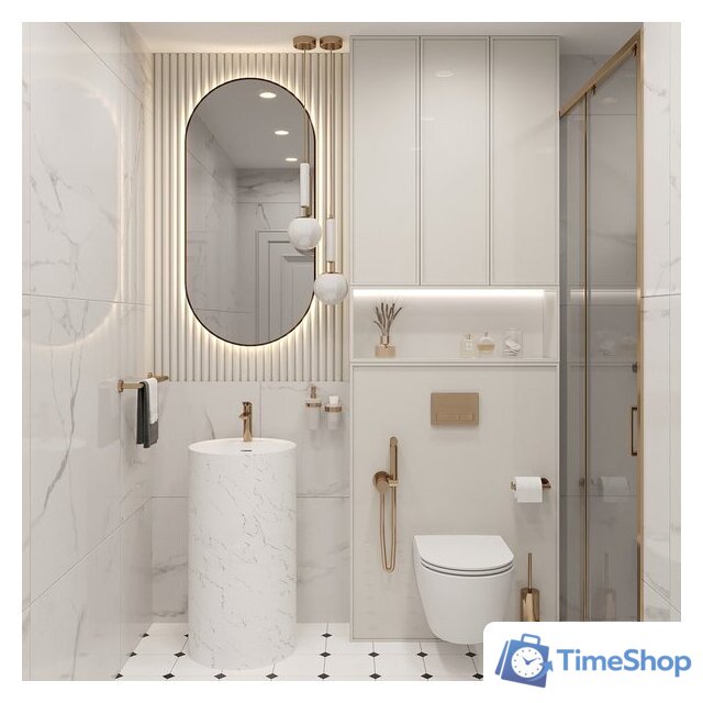 Умывальник Wellsee Chalice Perfection 230626000 (отдельностоящий, с отверстием под смеситель, цвет матовый белый мрамор/глянцевый белый) - Изображение №7 — Интернет-магазин Time-Shop