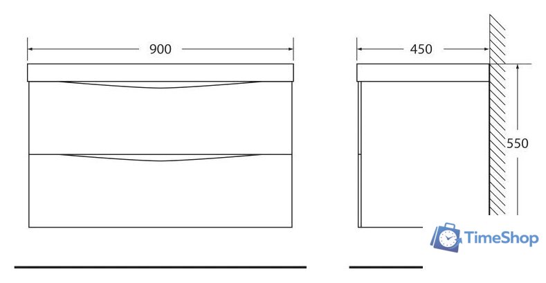 BelBagno Тумба под умывальник Marino-900-2C-SO-RG-P (rovere grigio) - Изображение №3 — Интернет-магазин Time-Shop