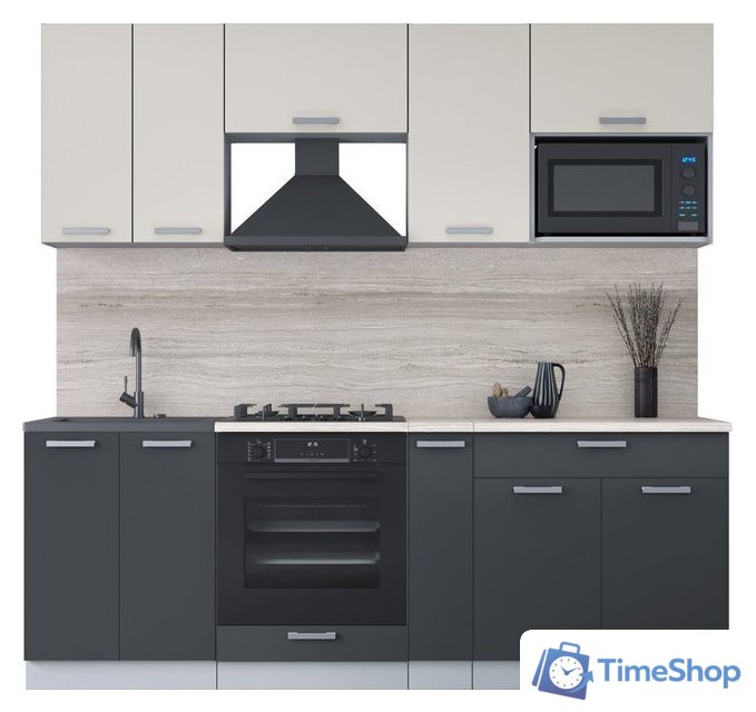 Готовая кухня Интерлиния Мила Лайт 2.2 ВТ (персидский жемчуг/антрацит/травертин серый) - Изображение №1 — Интернет-магазин Time-Shop