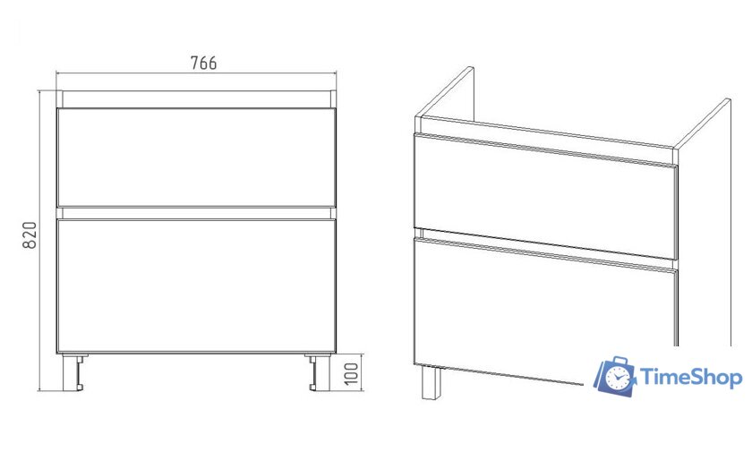  Viant Тумба под умывальник Марсель Como 80 VMAL80CO-T2Y - Изображение №4 — Интернет-магазин Time-Shop