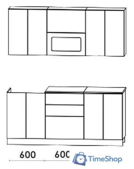 Готовая кухня Артём-Мебель Адель со стеклом МДФ 1.8м (жемчуг матовый текстурный) - Изображение №2 — Интернет-магазин Time-Shop