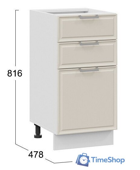 Шкаф напольный Трия Белладжио 1Н4Я3 (белый/софт панакота) - Изображение №3 — Интернет-магазин Time-Shop