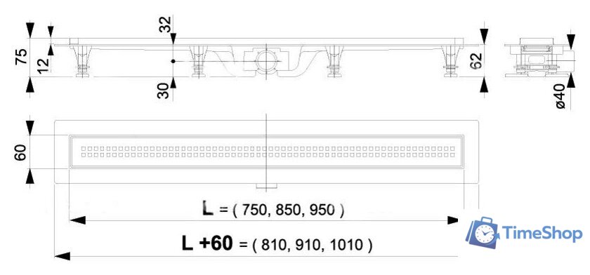 Трап/канал Alcaplast APZ9-850M - Изображение №2 — Интернет-магазин Time-Shop