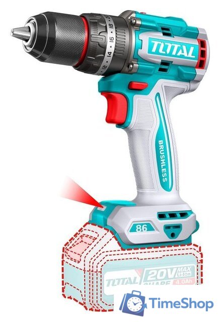 Ударная дрель-шуруповерт Total TIDLI20868 (с 2-мя АКБ, кейс) - Изображение №2 — Интернет-магазин Time-Shop