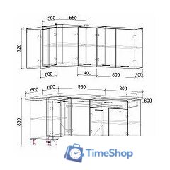 Готовая кухня Интерлиния Мила Лайт 1.2x1.8 (белый платинум/бетон/бискайская сосна) - Изображение №4 — Интернет-магазин Time-Shop
